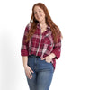 mySTYLE Women's Plus Street Smart Textured Plaid Shirt