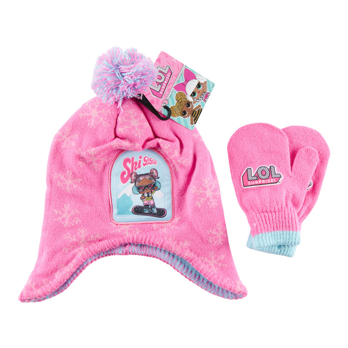 Girls' Licensed L.O.L Surprise Hat and Gloves Set, 2-Pieces