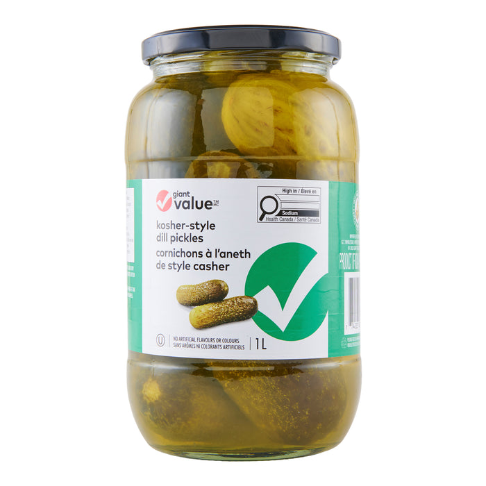Giant Value Kosher Style Dill Pickles - 1L