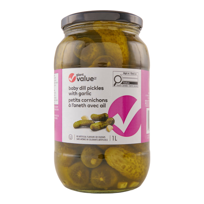 Giant Value Garlic Baby Dill Pickles - 1L