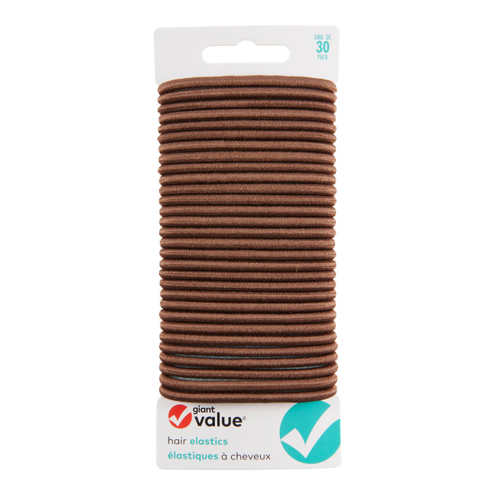Élastiques à cheveux Giant Value, brun – emb. de 30