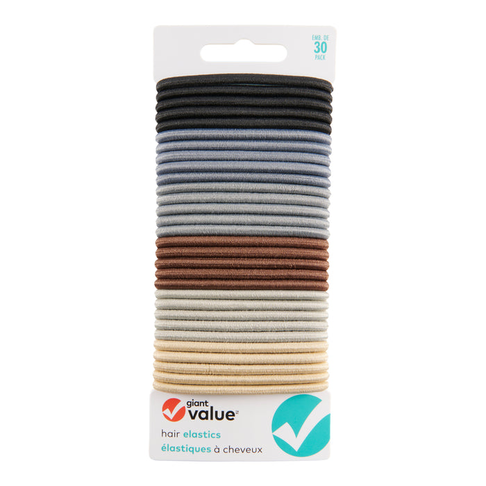 Assortiment d'élastiques à cheveux Giant Value – emb. de 30