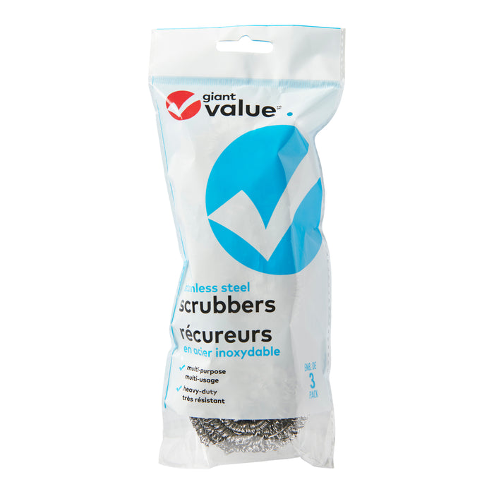 Tampons à récurer en acier inoxydable Giant Value, emb. de 2