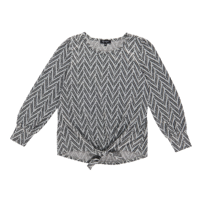 lily morgan Women's Printed Tie Front Top