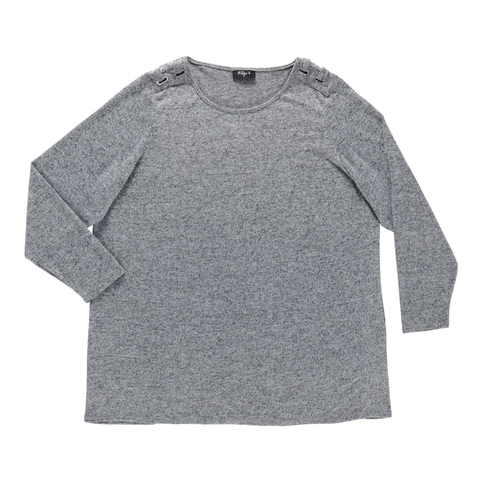 Women's Plus Round Neck Shoulder Detail Blouse