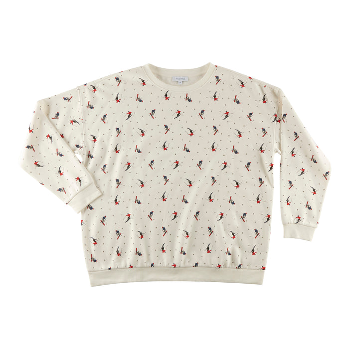 mySTYLE Women's Plus Fleece Graphic Printed Crew Top