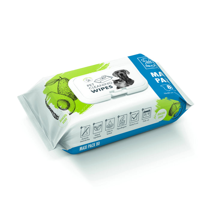 Pet Cleaning Wipes, Scented, 80-Pack
