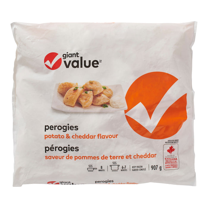 Giant Value Frozen Cheddar Perogies, 907 g