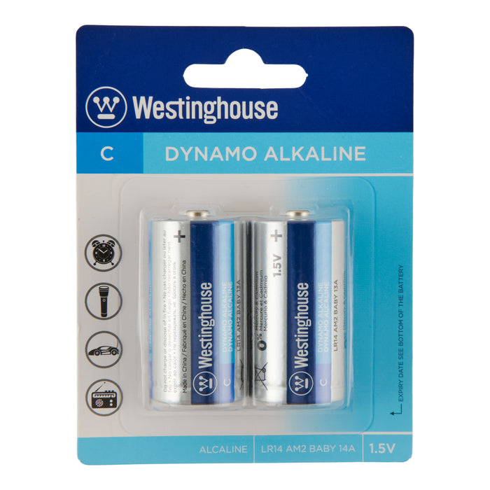 Westinghouse C-Type Dynamo Alkaline Batteries, 2 Pack