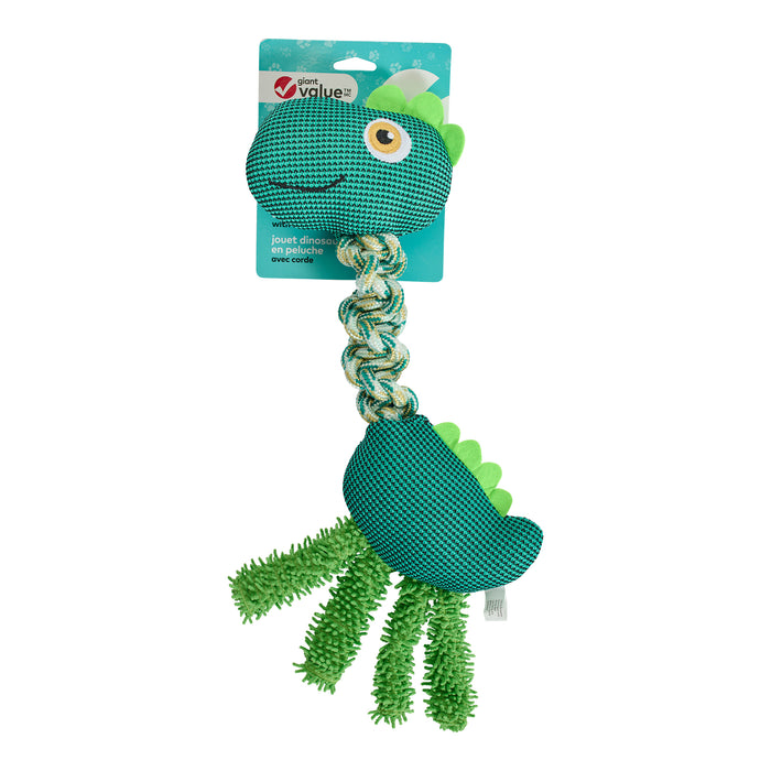 Jouet pour chien en peluche dinosaure avec corde en coton Giant Value