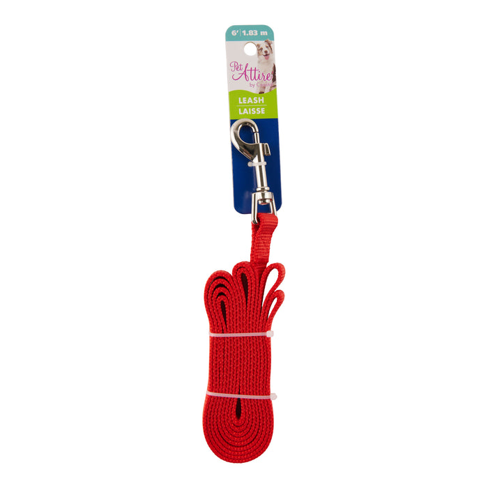 Pet Attire Red Dog Leash, 8 ft