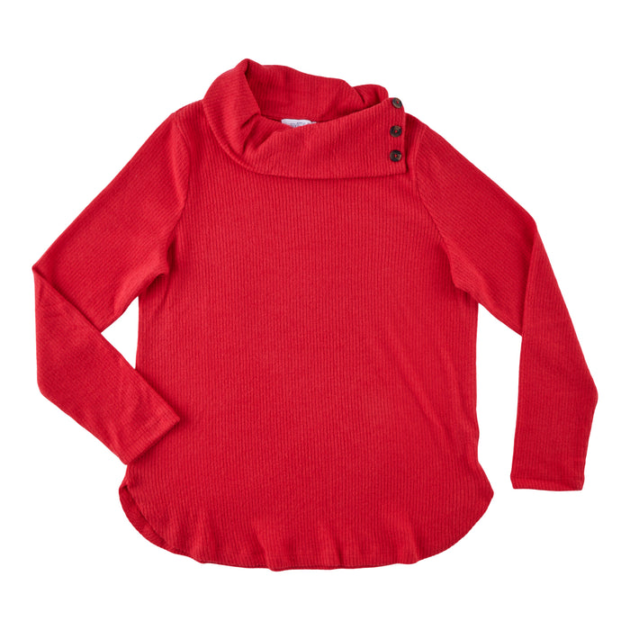mySTYLE Women's Cowl Neck Top with Button Detailing