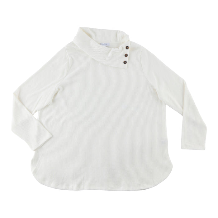 mySTYLE Women's Plus Cowl Neck Top with Button Detailing