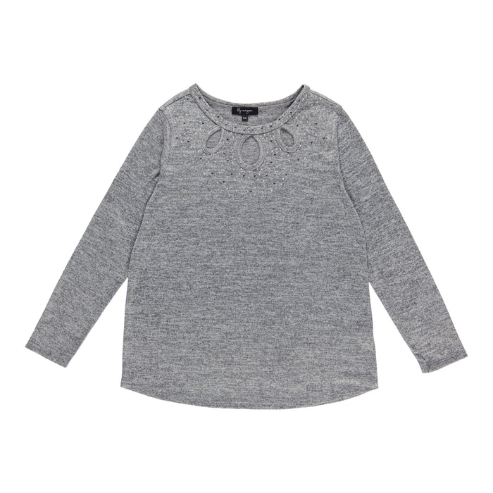 lily morgan Women's Sweater Knit Top with Nail Head Detailing