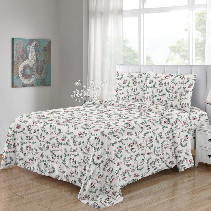 Ens. de draps à thématique des Fêtes pour lit 2 places – 4 pièces