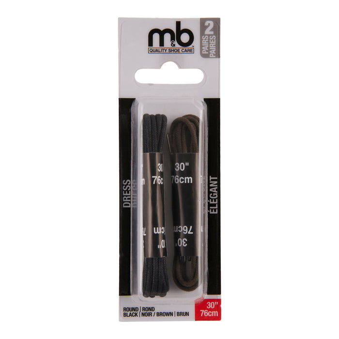 Lacets ronds M&B noirs et brun, emballage de 2
