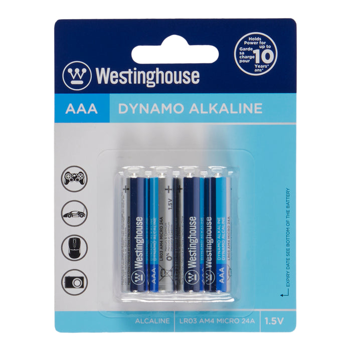 Westinghouse Dynamo Alkaline AAA Batteries, Blue, 4-Pack