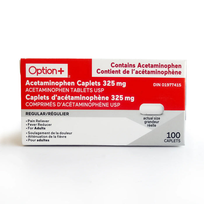 Comprimés d'acétaminophène Option+, 325 mg, 100 comprimés