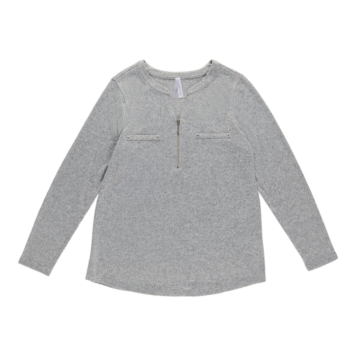 Blouse à col en V avec fermeture à glissière courte pour femmes