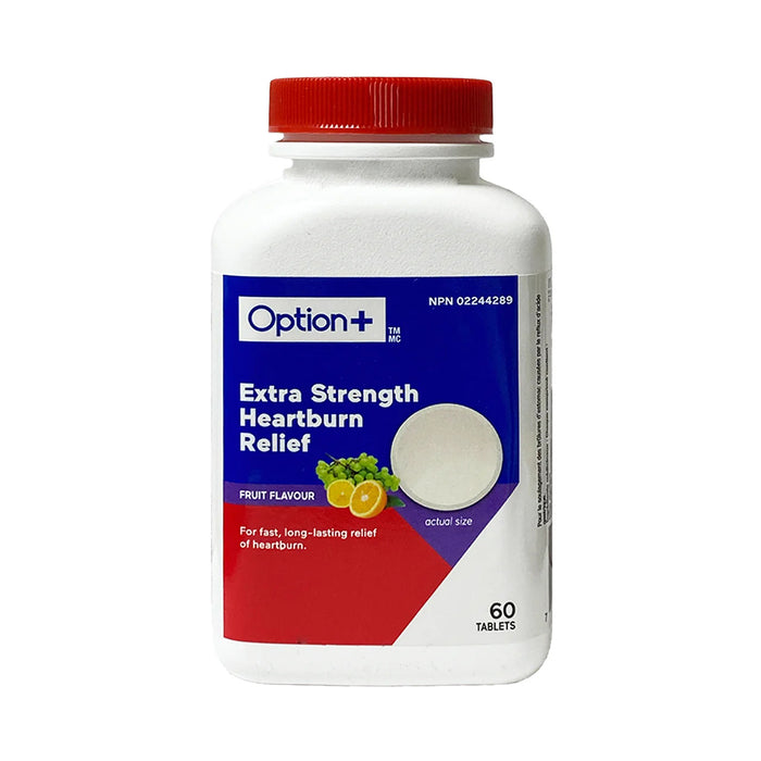 Option+ Heart Burn Relief Extra Strength, 60-Tablets