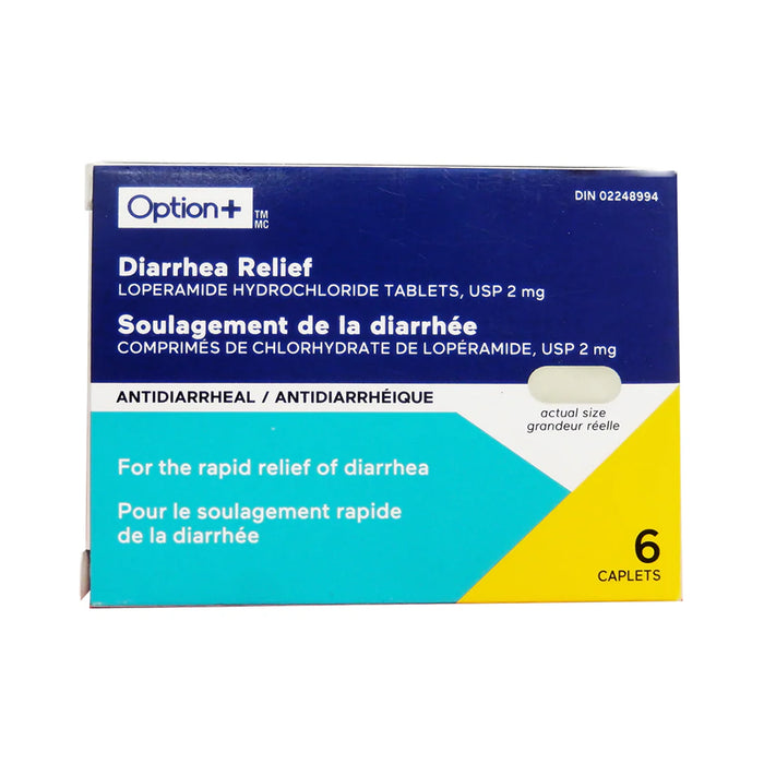 Comprimés pour le soulagement de la diarrhée Option+, 6 comprimés