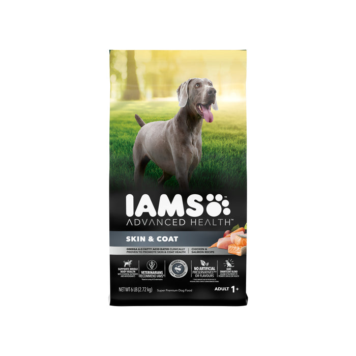 Nourriture sèche pour chiens adultes IAMS ADVANCED HEALTH PEAU ET PELAGE recette avec poulet et saumon, sac de 2,72 g