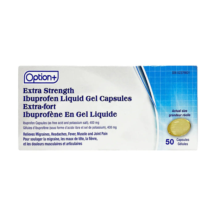 Option+ Extra Strength Ibuprofen Liquid Gel Capsules, 400 mg, 50 Count