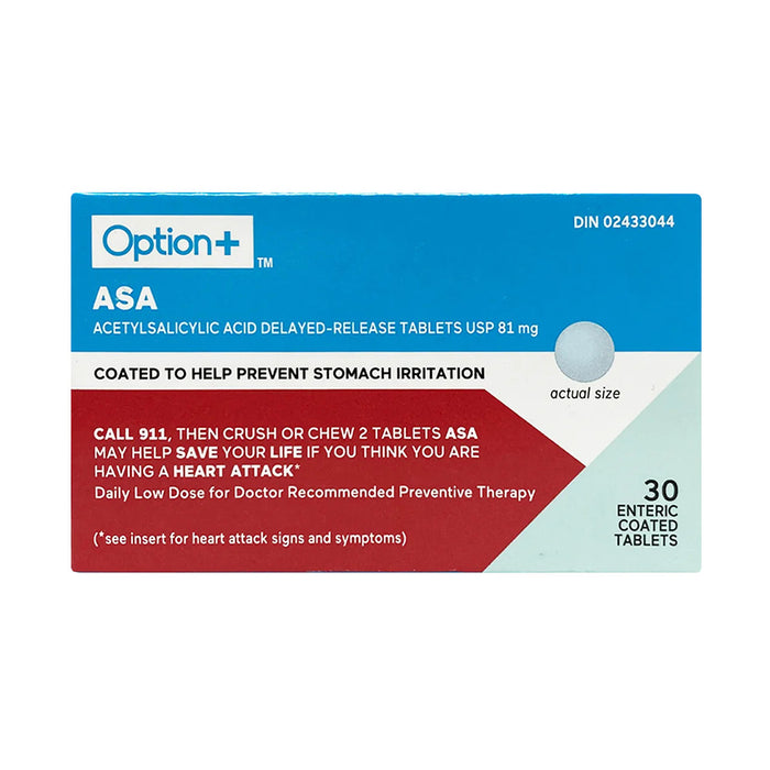 Options+ Acetylsalicylic Acid Delayed-Release Tablets USP, 30 Caplets