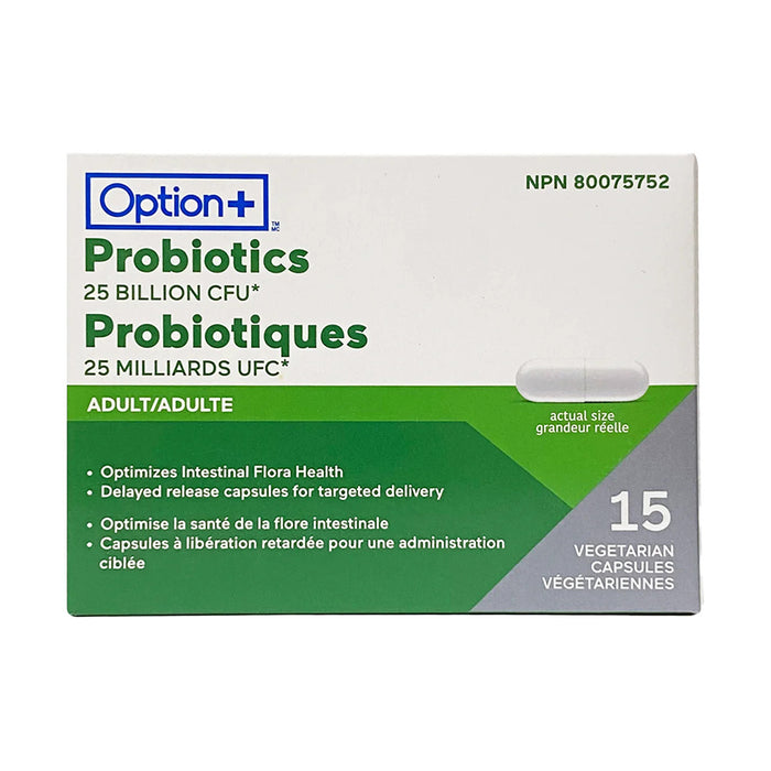 Option+ Probiotics 25 Billion CFU, 15-Capsules