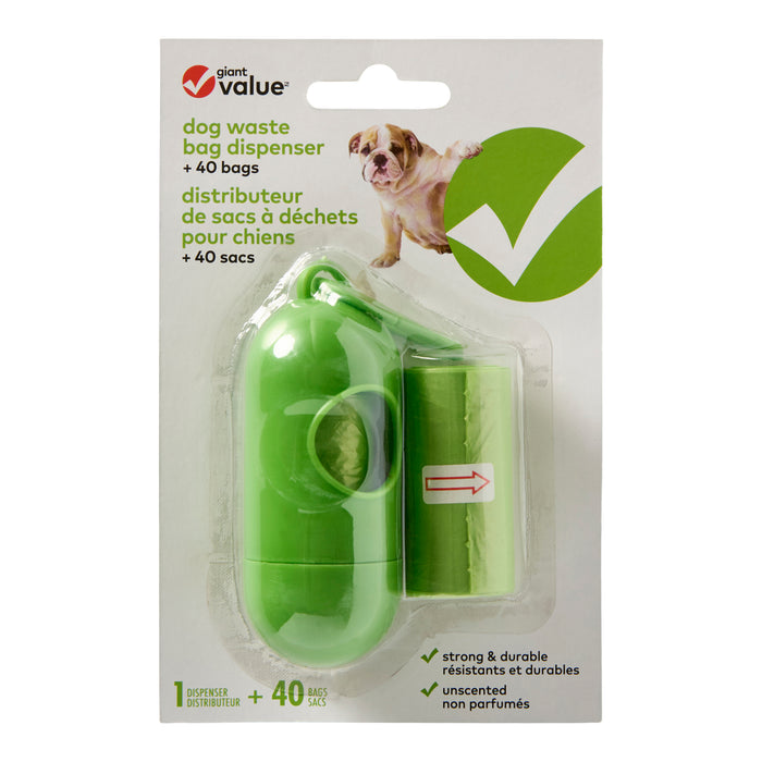 Giant Value distributeur de sacs à déchets pour chiens, emb. de 40
