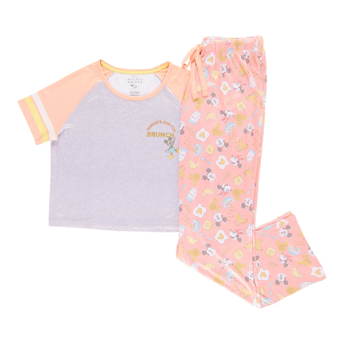 Ens. pyjama avec pantalon raglan sous licence pour femmes – 2 pièces
