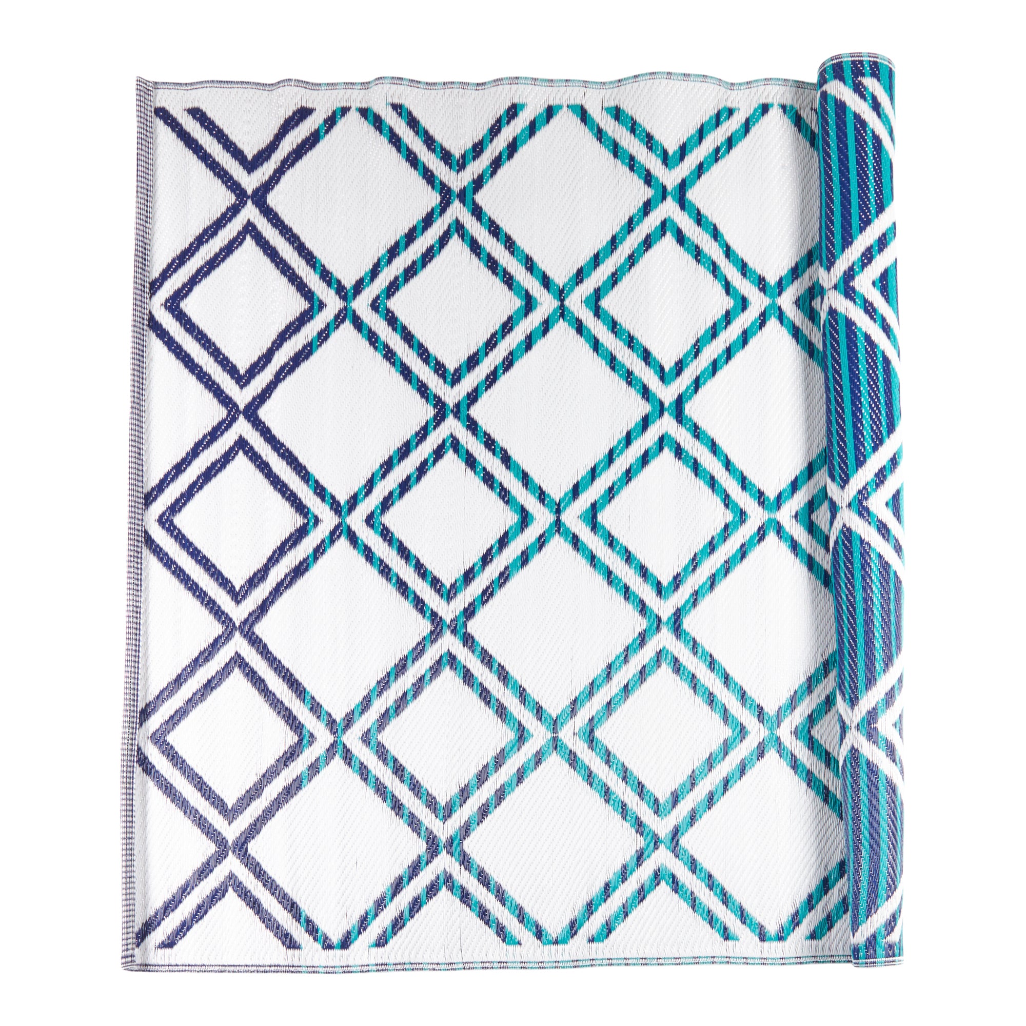 Classic Outdoor Geometric Rug, Blue, 7ft. Giant Tiger