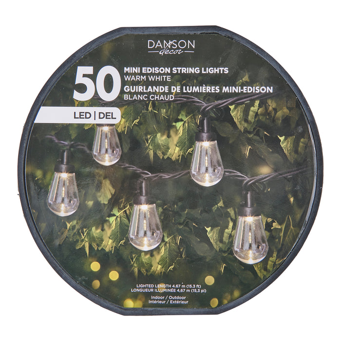 50 Mini Edison String Lights, 15-ft.