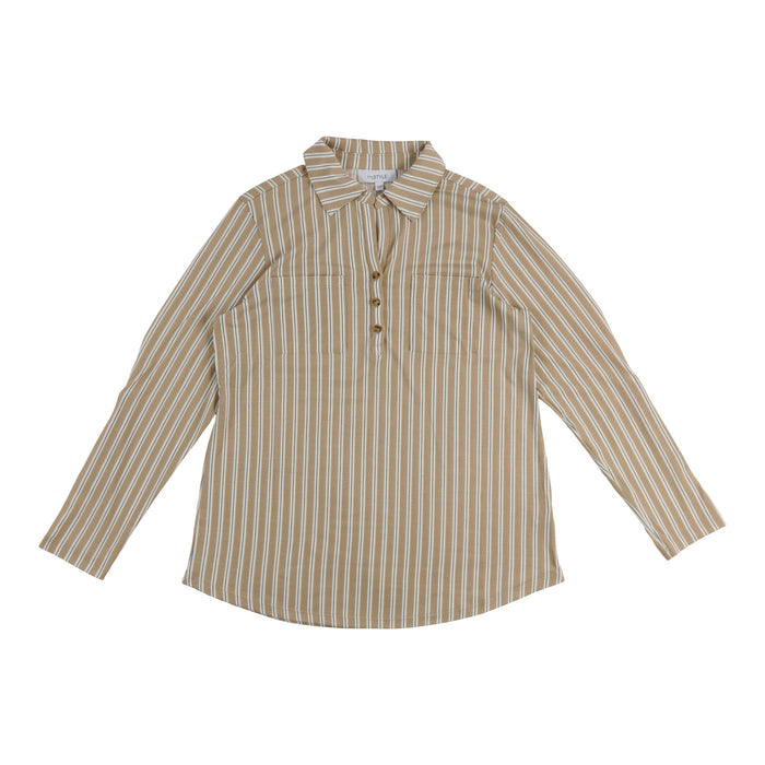 mySTYLE Women's Long Sleeve Collared Button-Up Blouse