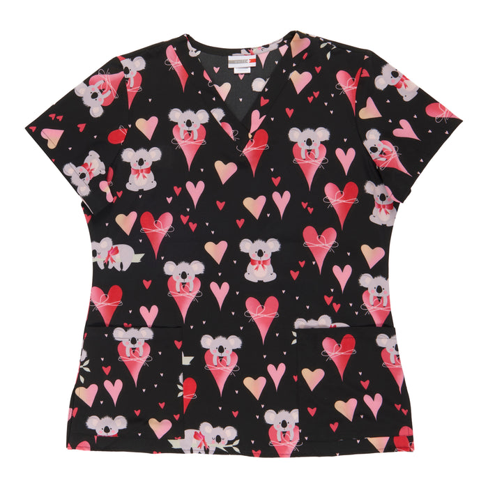 White Cross Women's All-Over Printed Scrub Top
