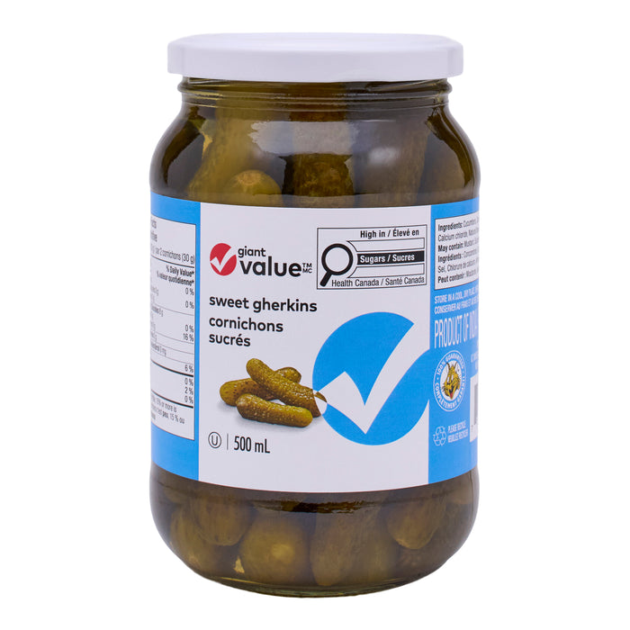 Giant Value Sweet Gherkins, 500 ml