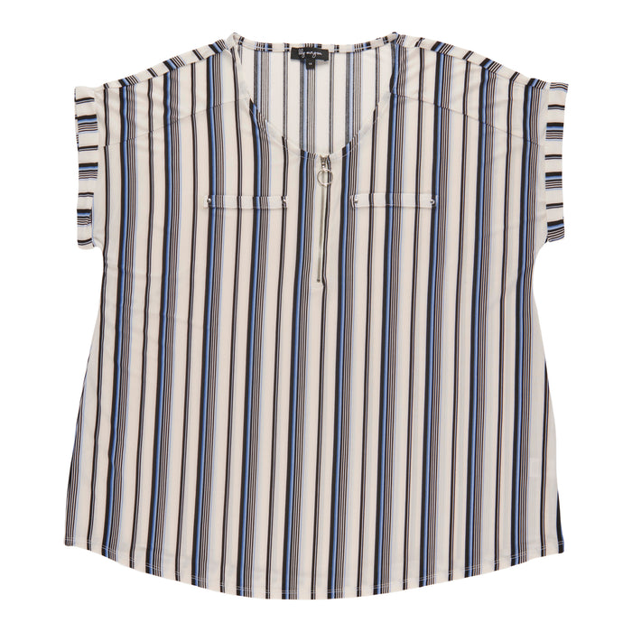 Blouse à col en V avec glissière à l’avant taille plus lily morgan pour femmes