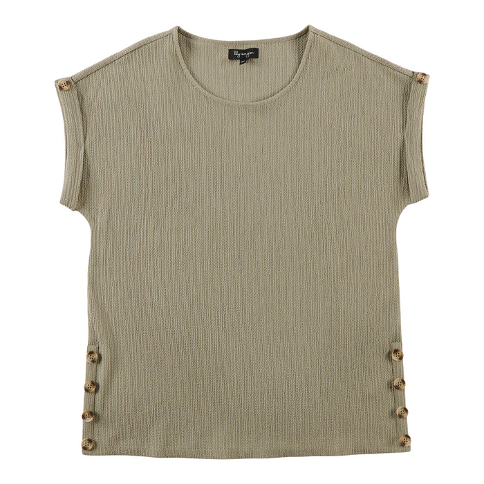 lily morgan Women's Button Detail Solid Blouse