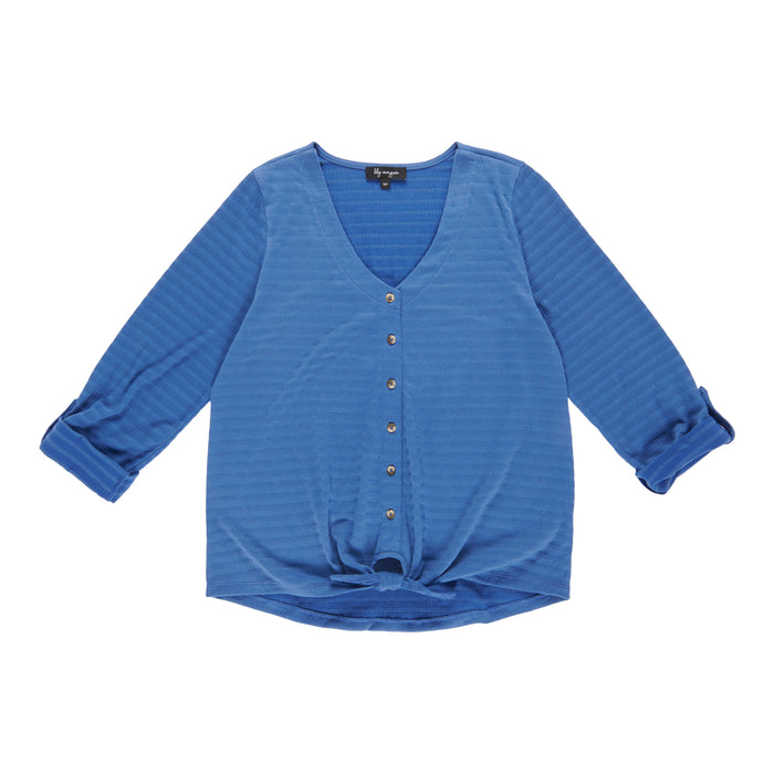 Blouse à col en V nouée à l’avant lily morgan pour femmes