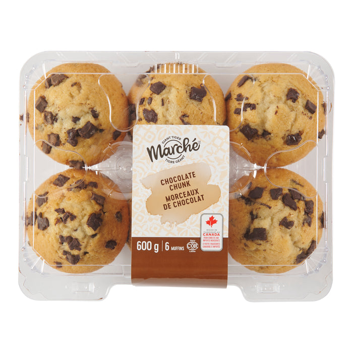 Muffins aux pépites chocolat Tigre Géant Marché, emb. de 6, 600 g
