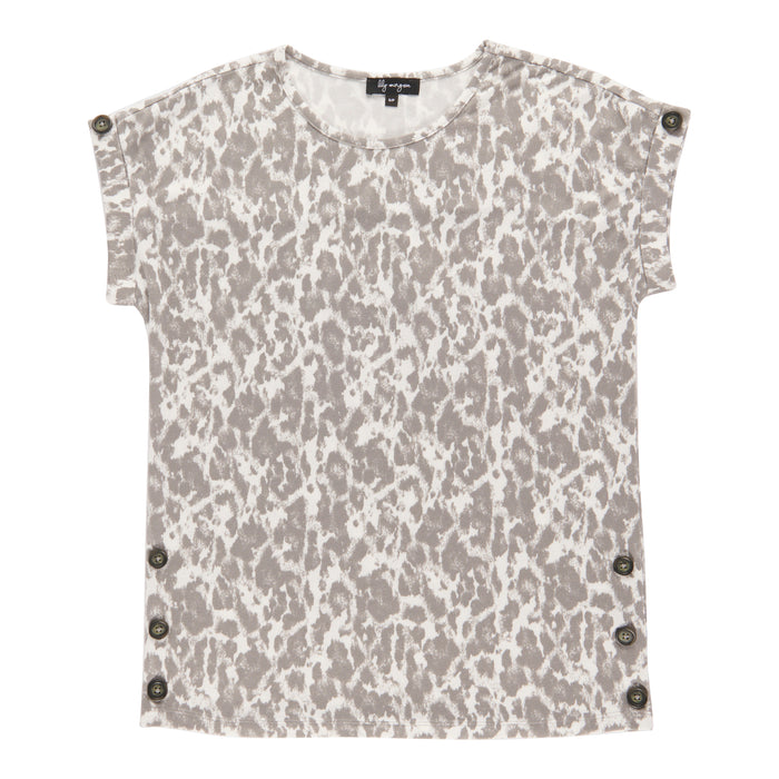 lily morgan Women's Printed Button Detail Snit Top