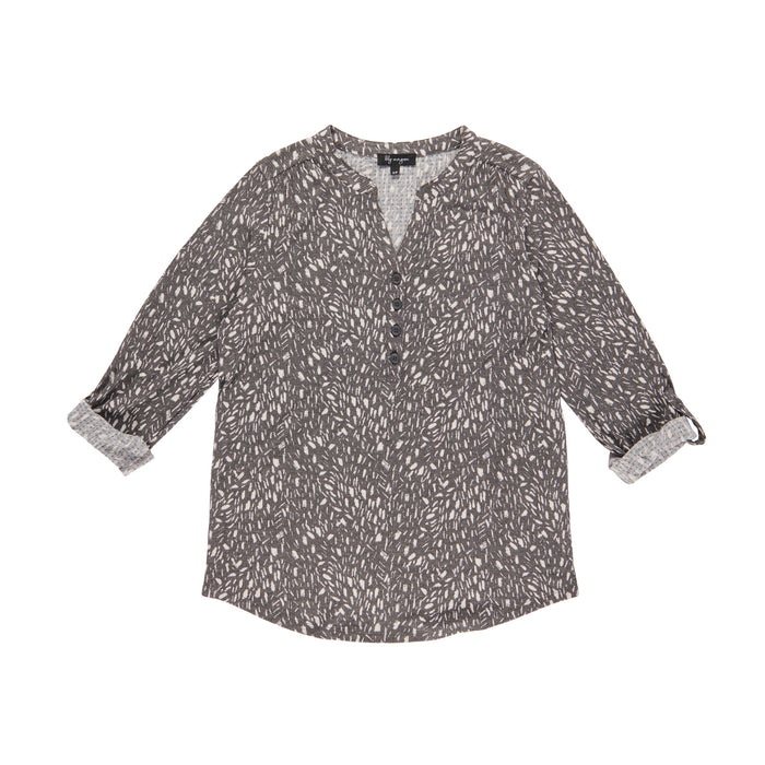 lily morgan Women's Printed V-Neck Button Blouse