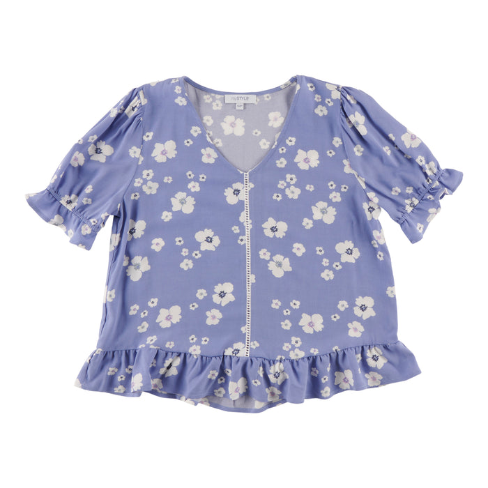 mySTYLE Women's V-Neck Short Sleeve Blouse