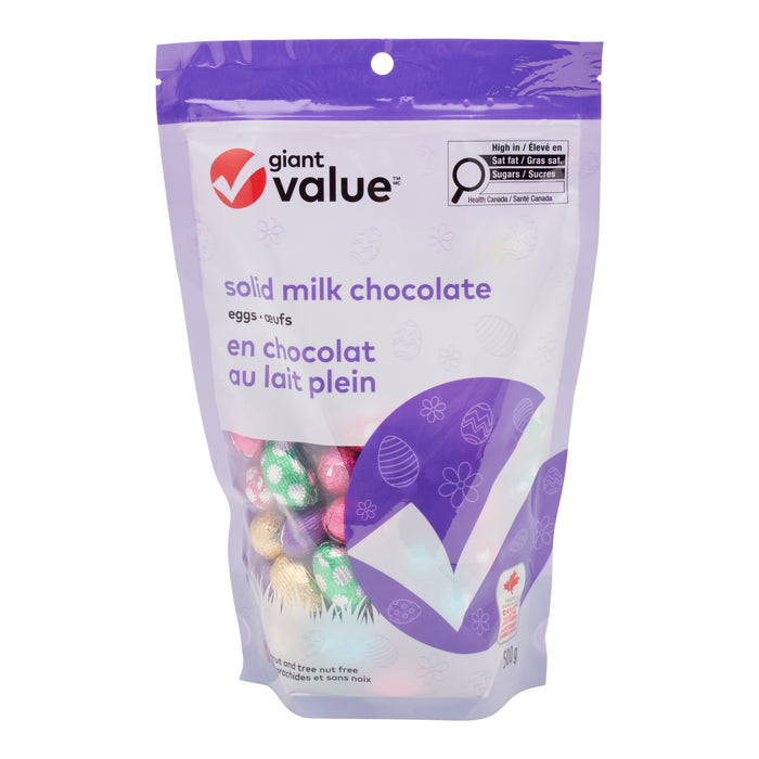 Œufs pleins de chocolat au lait Giant Value, 500 g