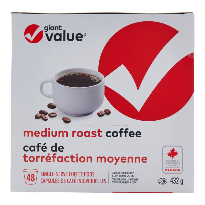 Café de torréfaction moyenne Giant Value – 48 dosettes