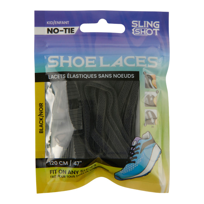 Lacets sans attache Slingshot pour enfants, noir
