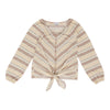 mySTYLE Women's V-Stripe Tie Front Top
