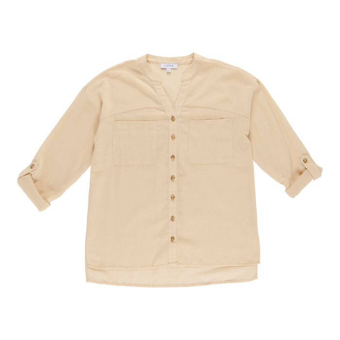 mySTYLE Women's Solid Linen Shirt