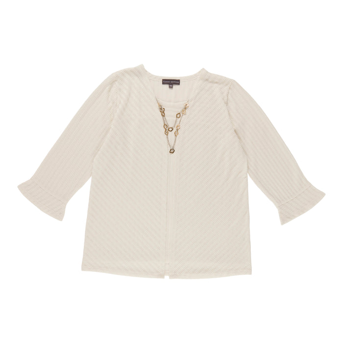 Haut trompe-l’oeil à manches longues avec collier style classique Classic Editions pour femmes