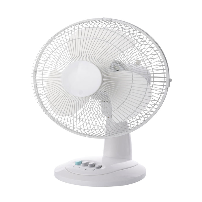 Konwin Oscillating Table Fan, White, 12-in.